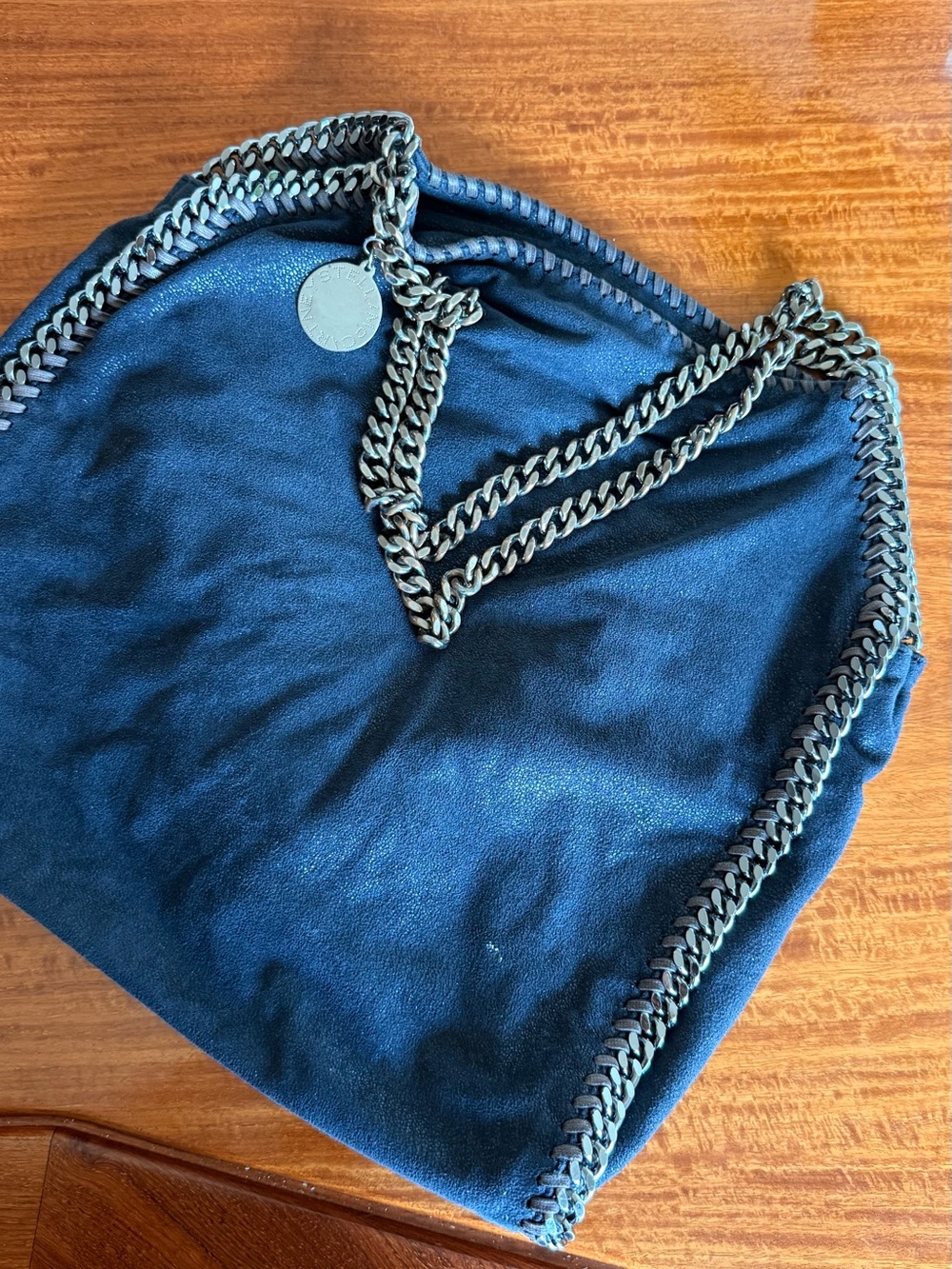 Stella McCartney Navy Blue Falabella Chain Shoulder Bag